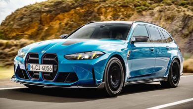 BMW M3 CS Touring front view – aggressive carbon fiber design