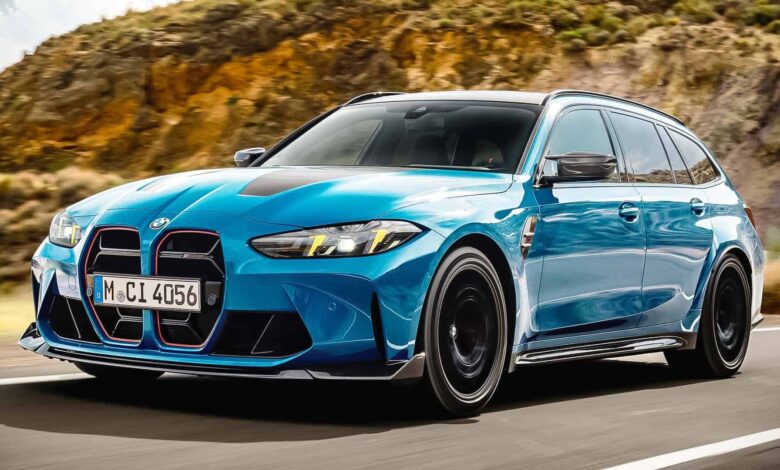 BMW M3 CS Touring front view – aggressive carbon fiber design