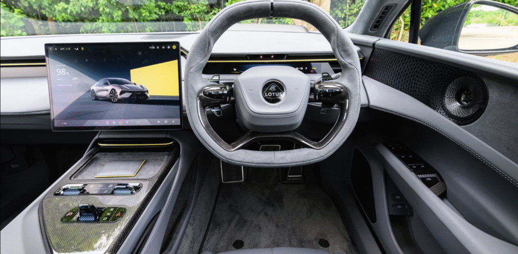 Lotus Emeya interior with Nappa leather and KEF audio system