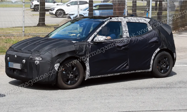 Spy shot of camouflaged Hyundai Ioniq 2 prototype testing in Europe