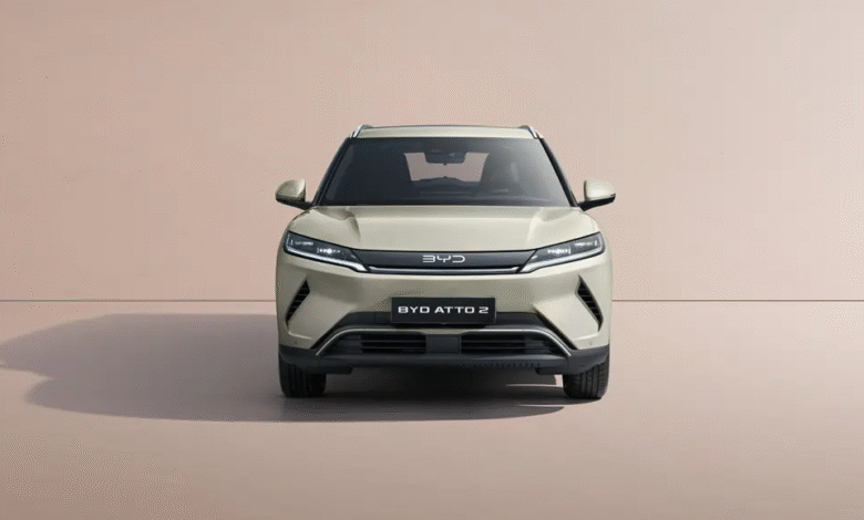 2025 BYD Atto 2 city EV front view in Climbing Grey