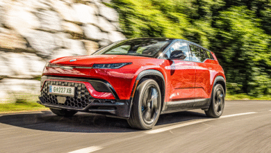 Fisker Ocean electric SUV in red – side profile