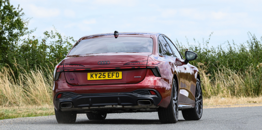Rear view of Audi A6 Avant e-Hybrid showcasing reduced boot space
