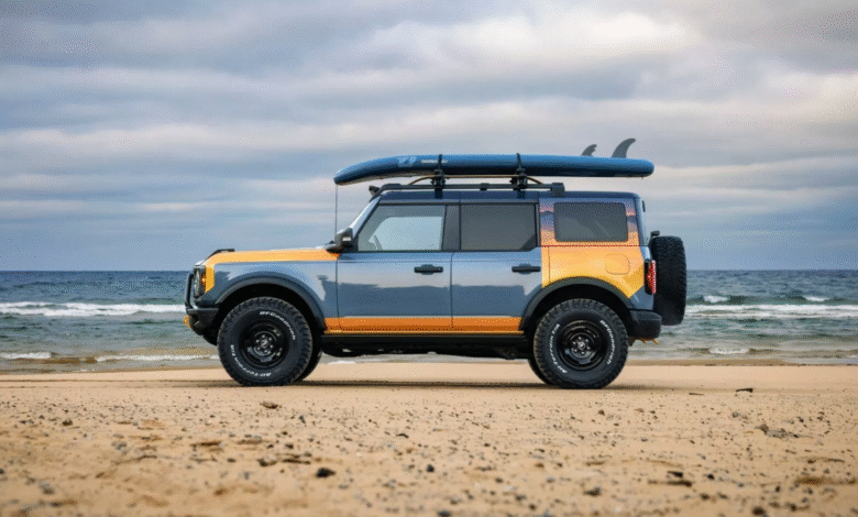 Ford Bronco Sport Concept with Mustang Mach-E Rally wheels and orange livery