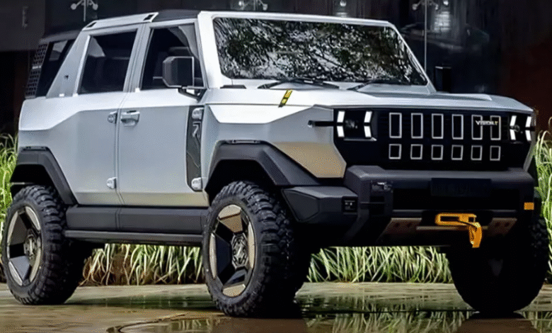 Mahindra Vision.T SUV concept front view with LED headlights