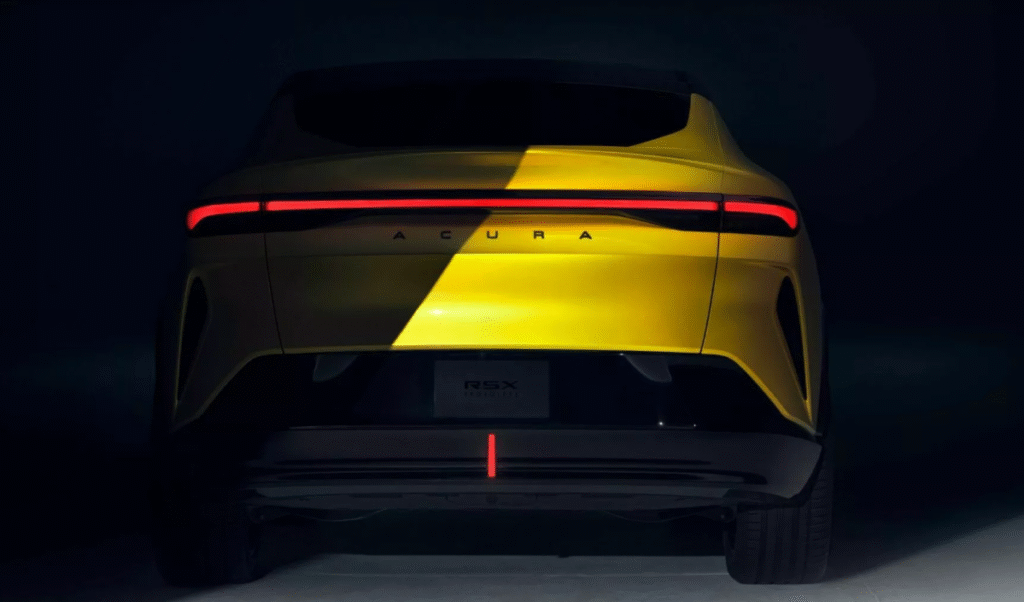 Rear design of Acura RSX with full-width LED taillights and ducktail spoiler
