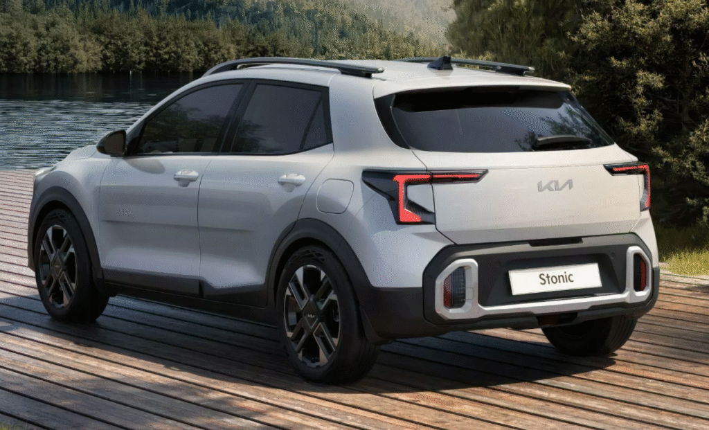 Rear view of the 2025 Kia Stonic showcasing C-shaped LED taillights
