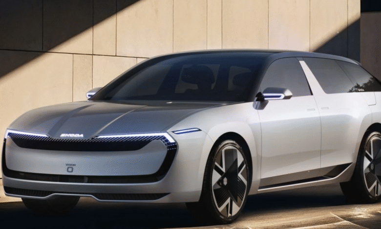 Škoda Vision O concept front view at Munich Mobility Show 2025