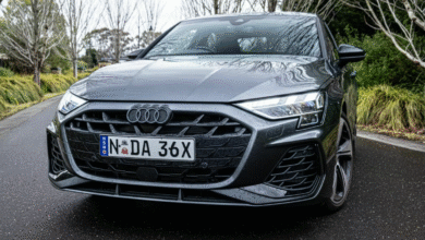 2026 Audi S3 Sedan front view with aggressive grille and LED headlights