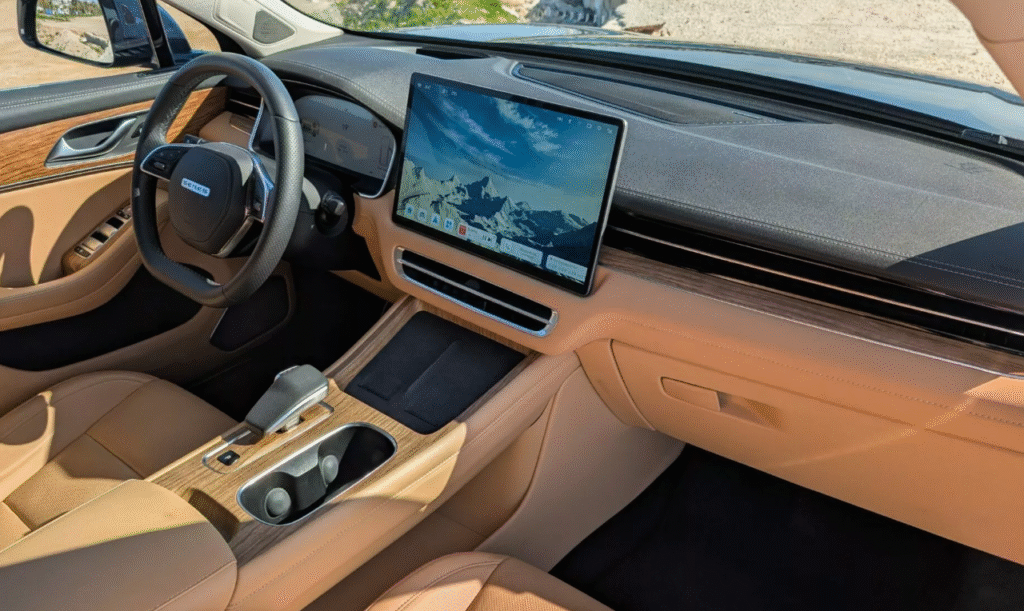 Interior of the Seres 5 with Nappa leather and 15.6-inch touchscreen