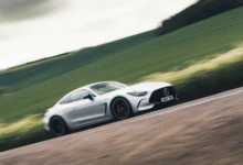 Mercedes-AMG GT coupé front view with aggressive styling