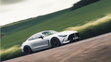 Mercedes-AMG GT coupé front view with aggressive styling
