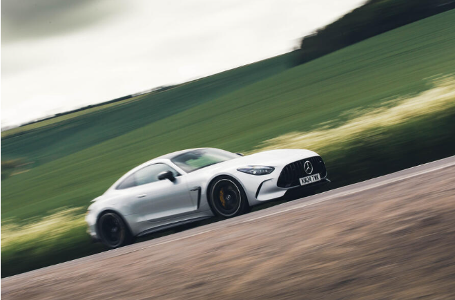 Mercedes-AMG GT coupé front view with aggressive styling
