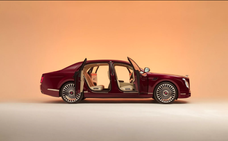 Side profile of the Packard Excellence showing suicide doors and sharp body lines