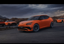 Genesis GV60 Magma front view with aggressive performance styling