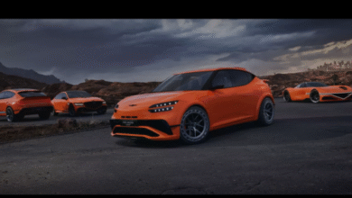 Genesis GV60 Magma front view with aggressive performance styling