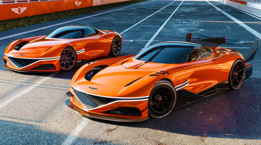 Genesis GV60 Magma front view with aggressive performance styling