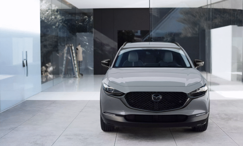 2026 Mazda CX-30 Aire Edition in blue with gloss black accents and 18-inch wheels