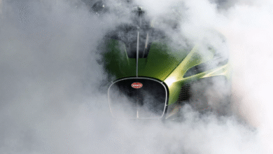Bugatti Brouillard front view with horseshoe grille and vibrant green finish