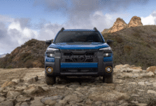 2026 Subaru Outback front view with new boxy grille and split LED headlights