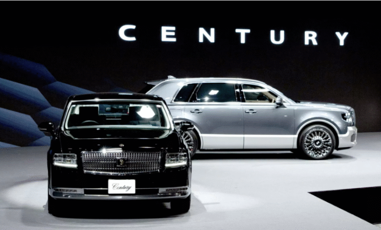 Toyota Century teaser image with luxury crest highlighted