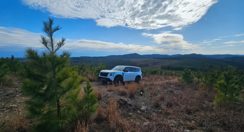 Nissan Armada climbing rocky hillside during off-road test