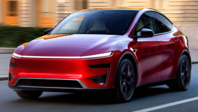 2025 Tesla Model Y Performance front view on highway