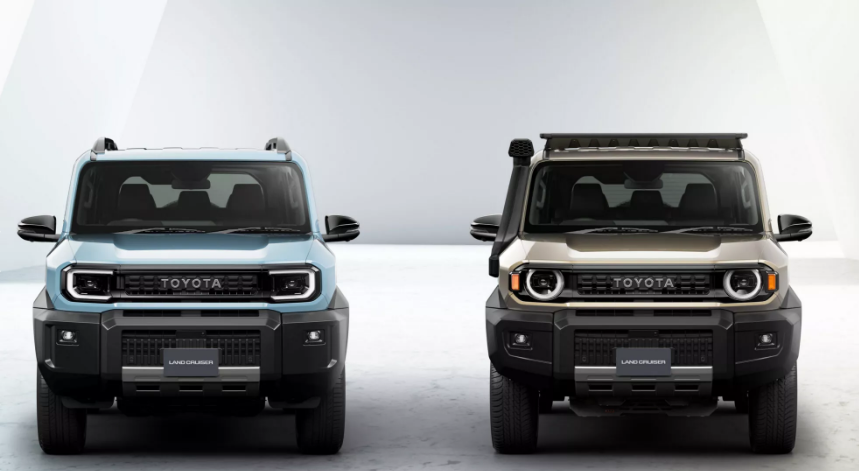 2026 Toyota Land Cruiser FJ front view with round LED headlights and rugged bumper